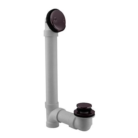 Westbrass 12" Sch. 40 PVC Bath Waste Assembly with Tip-Toe Drain and Two-Hole Overflow, Oil Rubbed Bronze D4932-12